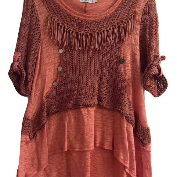 Caty Lesca Women's Fringe Top Orange Size 1 - Picture 1 of 2